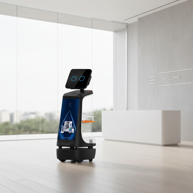 Cheap and Most Welcome Intelligent Robot Receptionist with Voice Interaction App-Controlled Auto Charge Multi-Language Support
