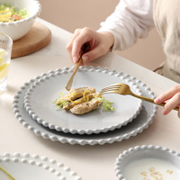 Assiettes en céramique à bord de perle créative nordique bols vaisselle maison assiette de nourriture occidentale assiette à Steak