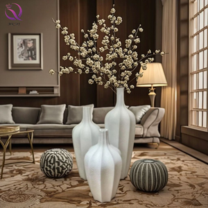 Vaso da pavimento in <span class=keywords><strong>ceramica</strong></span> di <span class=keywords><strong>grandi</strong></span> dimensioni, di lusso, di fascia alta, vaso in <span class=keywords><strong>ceramica</strong></span> bianca per interni, decorazione di soggiorno - Product Image 1
