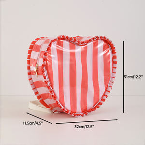 Sac à dos en PVC personnalisable en forme de cœur avec bordure à volants et bretelles réglables pour le voyage – Vente en gros - Product Image 4