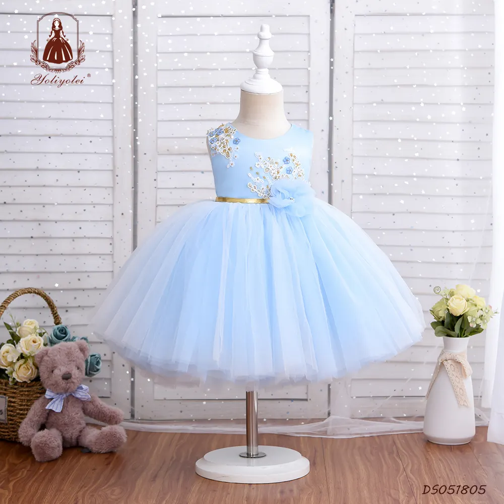 Kinder führen Show Sommer blume Mädchen Tutu Kleid mit Stirnband zum Geburtstag 2-5T Hochzeits fest Mädchen Blumen kleider