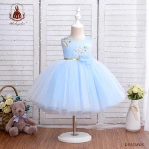 Los niños realizar mostrar flor de verano, vestido de tutú con la cabeza banda para cumpleaños 2-5T boda de las niñas vestidos