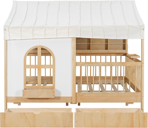 <span class=keywords><strong>Lit</strong></span> <span class=keywords><strong>superposé</strong></span> moderne en bois massif de taille standard avec 2 grands tiroirs, étagère latérale et éclairage LED - Product Image 4