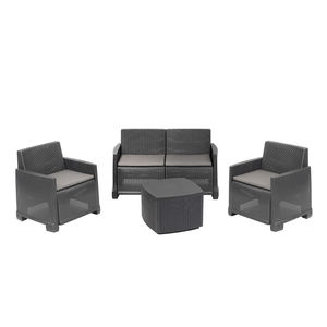 Set Lounge da Giardino Completo Progarden con Poltrone e Divano da Esterno con Tavolino Effetto Rattan Antracite - Product Image 5