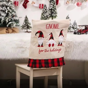 Hot Sale Christmas Checkered Fabric Embroidered Vintage <b>Chair</b> Covers Hotel Restaurant Home Decor Back Cushions - Product Image 5
