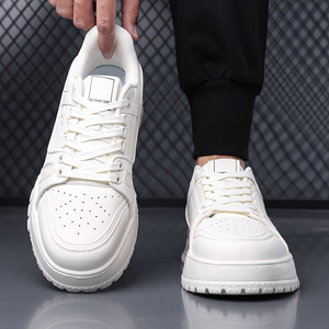 Chaussures de marche en cuir véritable marron foncé à lacets, bout rond, avec semelle intermédiaire EVA amortie et semelle extérieure en caoutchouc, style toutes saisons - Product Image 3