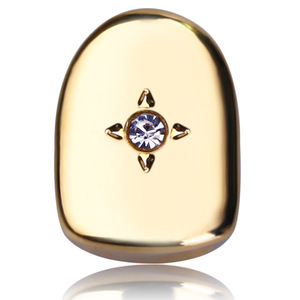 Grillz para dientes: Joyería de oro auténtico electrochapado de un solo diente, estilo Hip Hop, superventas transfronterizo, para uso diario, unisex. - Product Image 2