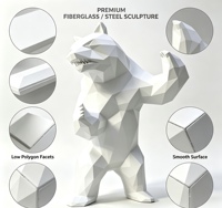 Sculpture d'ours géométrique polyédrique personnalisée, idéale pour la décoration extérieure dans les places commerciales et la conception paysagère immobilière.