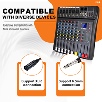Table de mixage DJ professionnelle AT-60S à 6 canaux en métal avec USB intégré pour effets DSP, alimentation fantôme 48V, AC 110-240V, noir, 18-20kHz AUDIO