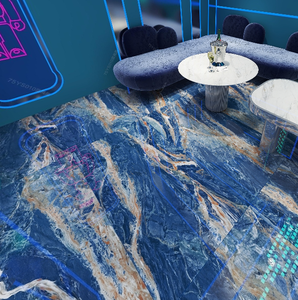 Carrelage en porcelaine moderne de luxe 600*1200, aspect marbre poli brillant, antidérapant, pour sol et mur, salle de bain, hall, hôtel, bleu, 10 mm - Product Image 2