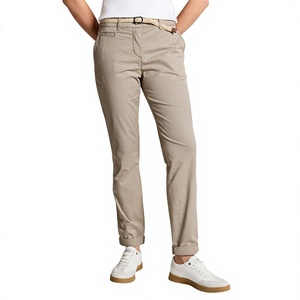 Pantalon en toile skinny multicolores pour femme, taille mi-haute, longueur complète, style décontracté, poches, devant plat, fermeture éclair, 100 % coton - Product Image 5