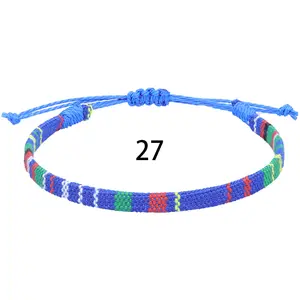 Tobillera ajustable de la amistad para mujer, joyería de playa bordada Bohemia, tobillera colorida de arcoíris