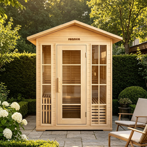 Sauna da Giardino <span class=keywords><strong>in</strong></span> Legno per 4 Persone |   Cabina Sauna Impermeabile con Tetto a Falda - Product Image 6