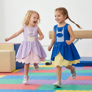 Vestido de Yoga Personalizado para Niñas, Sin Mangas, con Bloques de Color, Ropa Infantil con Shorts Integrados, MOQ Bajo - Product Image 4