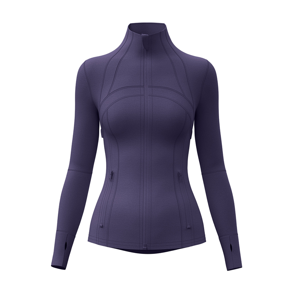 Women's Spandex Elastic Waist Yoga Sports Top Stand Collar High Waist Long Sleeve Spring & Autumn Jacket