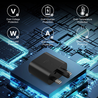 Cargador de Carga Súper Rápida USB Tipo-C de 25 W con Enchufe del Reino Unido y Certificación UKCA para Samsung S21 para iPhone OTG OVP para Uso con Cámara y Auriculares