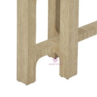 Table console décorative en travertin avec plateau en verre Wabi-Sabi pour la décoration intérieure du hall d'entrée de la villa