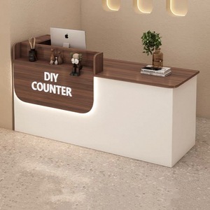 Mostrador de Recepción Avignon en Roble Blanco y Negro con Estación de Trabajo, 120x50.5x100cm, 53kg, Diseño de Lujo en MDF para Oficina/Salón/<span class=keywords><strong>Hotel</strong></span> - Product Image 1