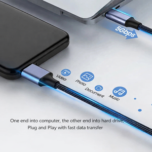 Câble USB C vers Micro B, adaptateur de connecteur de données Type C vers USB 3.0 5 Gbps pour téléphone, PC, Macbook, disque dur, caméra, HDD, SSD - Product Image 2