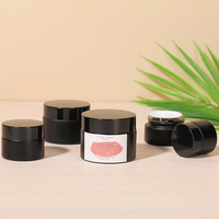 Pot en verre noir mini crème de 10 ml, 15 ml, 20 ml, 30 ml, 50 ml pour soins du visage avec étiquettes personnalisées, bouchon à vis, coussinet intérieur anti-fuite