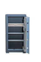 Eonluxe Coffre-fort de luxe minimaliste gris foncé avec serrure biométrique et clé, rangement dissimulé pour bijoux, argent liquide, armoire de sécurité pour la maison et le bureau NOUVEAU
