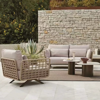 Nouvelle combinaison canapé et table basse d'extérieur, mobilier de jardin en rotin tressé pour cour, balcon et terrasse