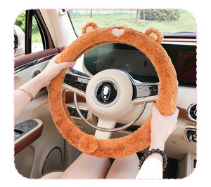 Couverture de volant de <span class=keywords><strong>voiture</strong></span> en cuir hiver mignon dessin animé anti-dérapant poignée universelle toutes saisons en peluche couverture de volant de <span class=keywords><strong>voiture</strong></span> - Product Image 3