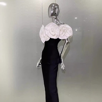 Robe bandage élégante pour femmes de haute qualité, à fleurs 3D, sans bretelles, moulante, pour femmes