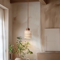 Plafonnier Suspendu Wabi Sabi en Pierre Naturelle Travertin pour Îlot de Cuisine, Usage Domestique et Projet Hôtelier