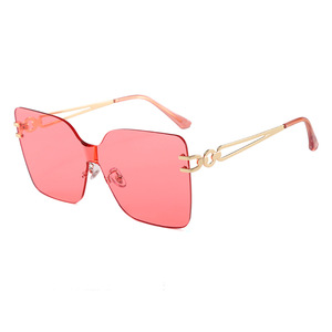 Gafas de Sol Cat Eye sin Montura, Lentes Rojas, Montura Dorada, Ligeras, para Mujer, Protección Solar para Adultos - Product Image 1