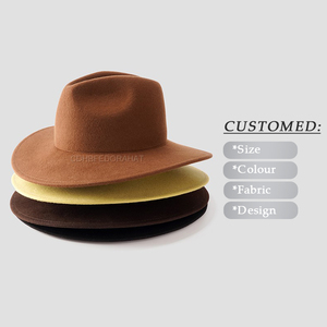 Cinta personalizada al por mayor mujeres OEM Vintage corona superior sombrero Fedora de lana para las señoras adultas logotipo personalizado pesca - Product Image 1