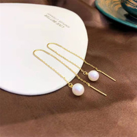 Boucles d'oreilles clous en argent sterling raffiné, avec perles d'eau douce rondes blanches AAAA de 7 mm, style bohème, pour femme