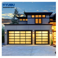 Portes de garage givrées de cadre noir de verre isolé de sectionnement automatique résidentiel en aluminium commercial