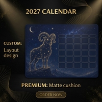 Tapis de bureau en PVC givré avec calendrier du zodiaque Bélier, planificateur personnalisé, motif sur mesure, pour le bureau et la maison