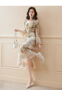 Nuevo vestido largo <span class=keywords><strong>elegante</strong></span> <span class=keywords><strong>para</strong></span> <span class=keywords><strong>mujer</strong></span>, vestido con estampado Floral de gasa, atractivo vestido ajustado de <span class=keywords><strong>pastel</strong></span> <span class=keywords><strong>para</strong></span> damas - Product Image 5