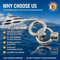 Écrou à œil de levage en acier inoxydable 316, norme marine JIS1169, 8 mm (5/16 pouce), filetage BSF BSP UNC, accessoires de gréement pour bateaux, yachts et navires
