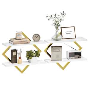 Ensemble d'étagères flottantes en bois 2 pièces, <span class=keywords><strong>rangement</strong></span> mural écologique pour la maison, le salon, la chambre à coucher, la cuisine, le bureau et la salle de bain - Product Image 5