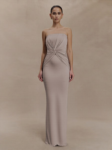 <span class=keywords><strong>Robe</strong></span> de soirée <span class=keywords><strong>longue</strong></span> pour femme, coupe trapèze, en soie de lait, à épaules dénudées et taille torsadée, élégante, couleur unie, longueur ras du sol, pour occasions formelles - Product Image 6