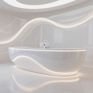 Mostrador de Recepción Moderno Impreso en 3D, Blanco Brillante, Extensible, Personalizable, con Iluminación LED Integrada para Hotel o Centro Comercial - Product Image 2