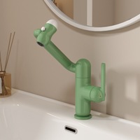 Robinet de salle de bain en laiton vert macaron, nouveau design, mélangeur rotatif à 360 degrés, multifonctionnel, anti-éclaboussures pour lavabo