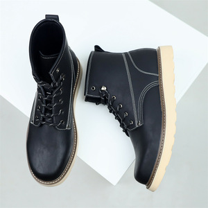 Bottes montantes oversize pour hommes, style britannique et américain, en cuir synthétique, avec fermeture éclair, mode rétro, pour le travail et l'extérieur - Product Image 5