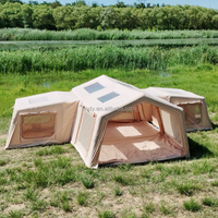 Grande tente de camping gonflable de luxe à double couche pour quatre saisons, en tissu Oxford, pour une utilisation portable et imperméable en extérieur