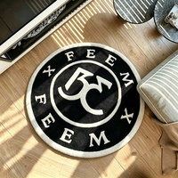 Tapis rond personnalisé avec logo, noir et blanc, tufté à la main, tapis circulaire personnalisé, tapis de sol moelleux pour entreprise