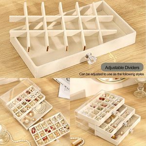 Large Capacity Multi-Layer Flannel Jewelry <b>Box</b> Modern Design Storage <b>Box</b> for Bracelet <b>Earrings</b> Ring - Product Image 3