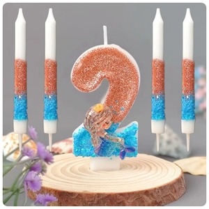 Juego de Velas de Cumpleaños con Forma de Sirena y Diseño de Tema Oceánico para Decoración de Pasteles Infantiles y Artículos para Fiestas - Product Image 4