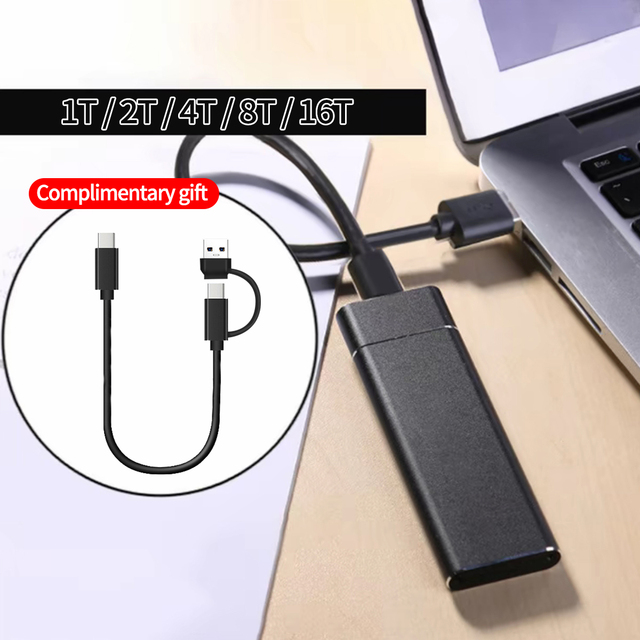 Portable SSD Mobile Storage 512G 1T 2T 4T 8T 16T External Hard Disk USB 3.0 Type-C for Laptops Game PS5