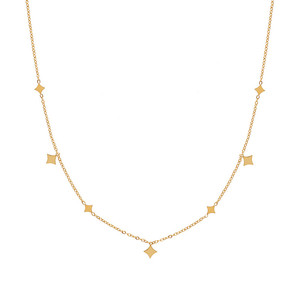 <span class=keywords><strong>Collana</strong></span> Semplice <span class=keywords><strong>con</strong></span> Iniziale e Piccole Stelle in Acciaio Inossidabile Placcato Oro 18K Impermeabile, Gioielli alla Moda all'Ingrosso - Product Image 1