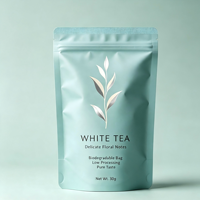 Sachet Doypack personnalisable avec estampage argenté et fermeture éclair refermable pour l'emballage des feuilles de thé