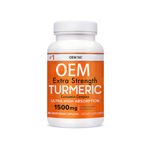 Cápsulas de Cúrcuma y Curcumina de 1500 mg de Marca Privada Personalizada OEM, Extra Fuertes, Vegetarianas, Mejoran <span class=keywords><strong>la</strong></span> Inmunidad, Antiinflamatorias - Product Image 1