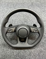 Volant de voiture Audi A4/A3/A5/A6/A7/Q3/Q5/Q7 Sport à fond plat en cuir perforé et fibre de carbone, qualité supérieure de luxe
